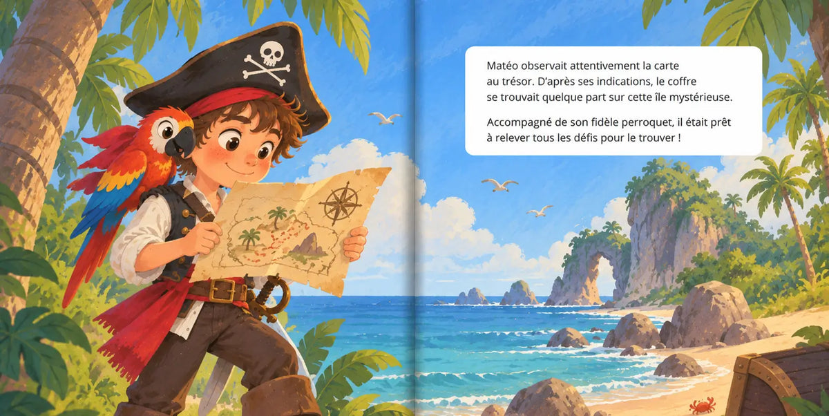 Une double page d'un livre Dreemax sur les pirates